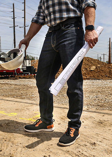Construction supervisor wearing Florsheim work shoes